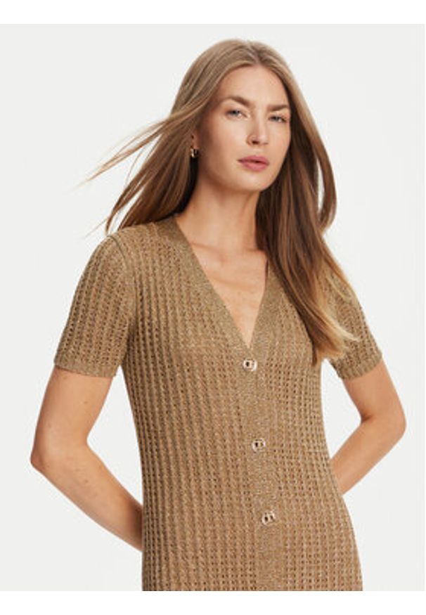 TwinSet - TWINSET Sukienka dzianinowa 251TT3190 Beżowy Slim Fit. Kolor: beżowy. Materiał: wiskoza