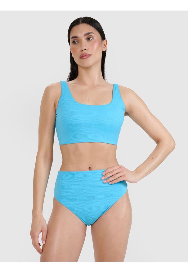 4f - 4F Góra od bikini damska - turkusowa XS. Kolor: turkusowy. Materiał: materiał, włókno, syntetyk, elastan
