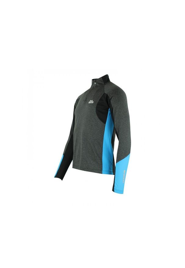 PEAK MOUNTAIN - Koszulka 1st Skin z zamkiem błyskawicznym Peak Mountain. Kolor: czarny. Wzór: paski. Sport: turystyka piesza