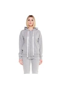 LEONE 1947 APPAREL - Luksusowy damski dres z kapturem i zamkiem błyskawicznym. Kolor: szary. Materiał: dresówka. Sport: fitness