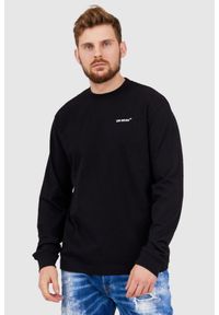 OFF-WHITE Czarny longsleeve męski z nadrukiem na plecach, Rozmiar S. Kolor: czarny. Materiał: prążkowany. Długość rękawa: długi rękaw. Wzór: nadruk