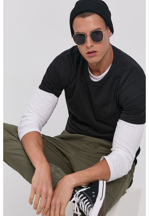 !SOLID - T-shirt bawełniany. Kolor: czarny. Materiał: bawełna