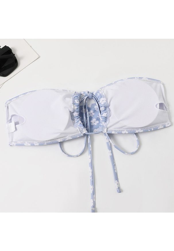 Intica - Strój kąpielowy bikini z figami i topem bandeau na plażę Donaldina. Kolor: niebieski. Materiał: materiał