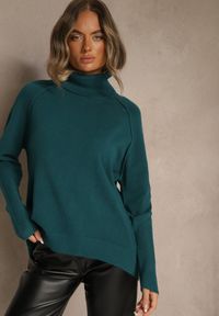 Renee - Zielony Golf z Domieszką Kaszmiru o Prostym Kroju Zoirsova. Okazja: na co dzień. Typ kołnierza: golf. Kolor: zielony. Materiał: kaszmir. Długość rękawa: długi rękaw. Długość: długie. Styl: casual, elegancki #4