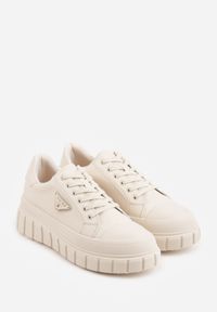 Born2be - Beżowe Casualowe Sneakersy VICES na Grubej Podeszwie z Tłoczeniami Therelle. Okazja: na co dzień. Kolor: beżowy. Materiał: dzianina, jeans #8
