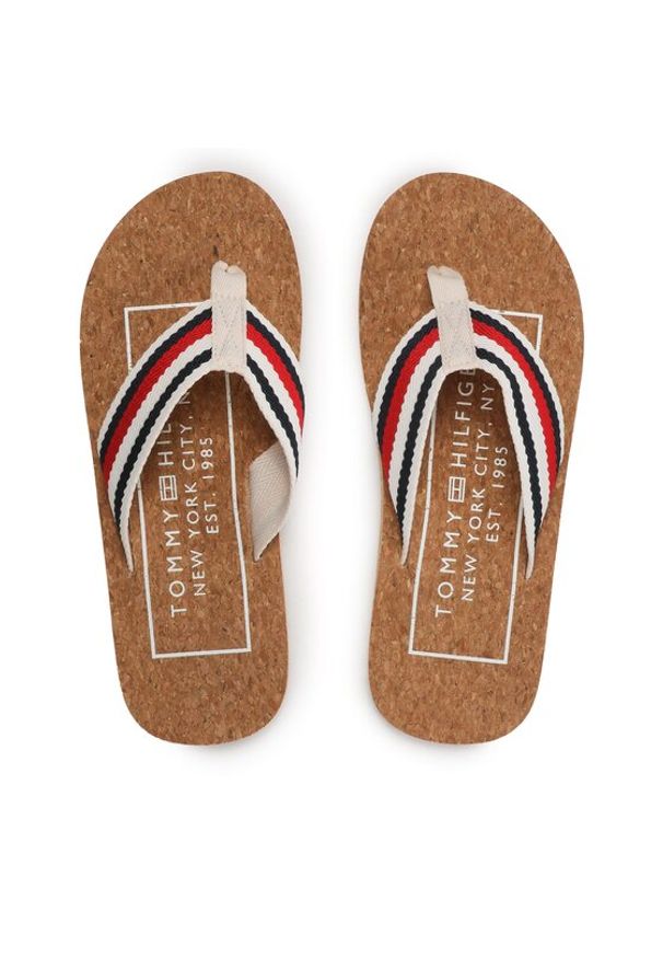 TOMMY HILFIGER - Tommy Hilfiger Japonki Cork Beach Sandal FM0FM04475 Beżowy. Kolor: beżowy. Materiał: materiał