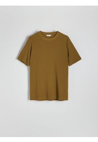 Reserved - T-shirt comfort fit - oliwkowy. Kolor: oliwkowy. Materiał: bawełna, dzianina