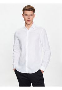 Calvin Klein Koszula Solid K10K109286 Biały Slim Fit. Kolor: biały. Materiał: len