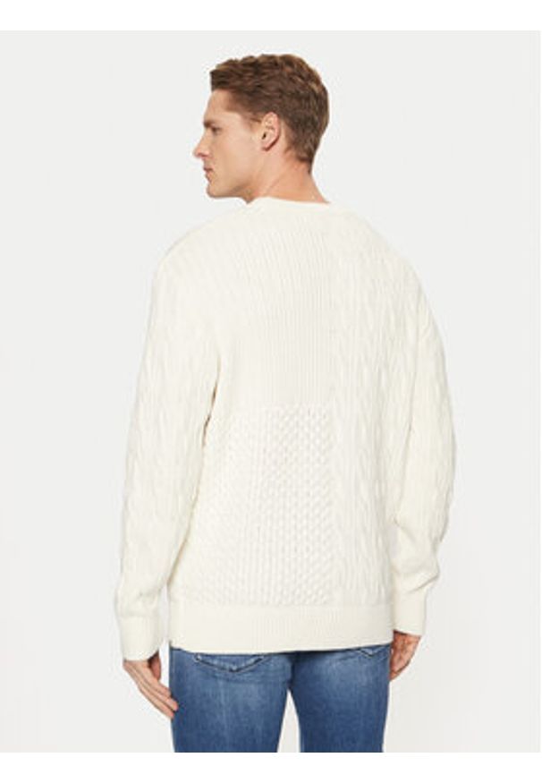 Tom Tailor Denim Sweter 1044433 Écru Relaxed Fit. Kolor: kremowy. Materiał: syntetyk, bawełna
