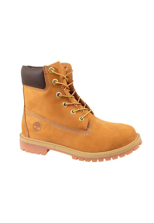 Timberland 6 In Premium WP Boot Jr 12909. Kolor: żółty. Materiał: nubuk, skóra. Szerokość cholewki: normalna. Sezon: zima