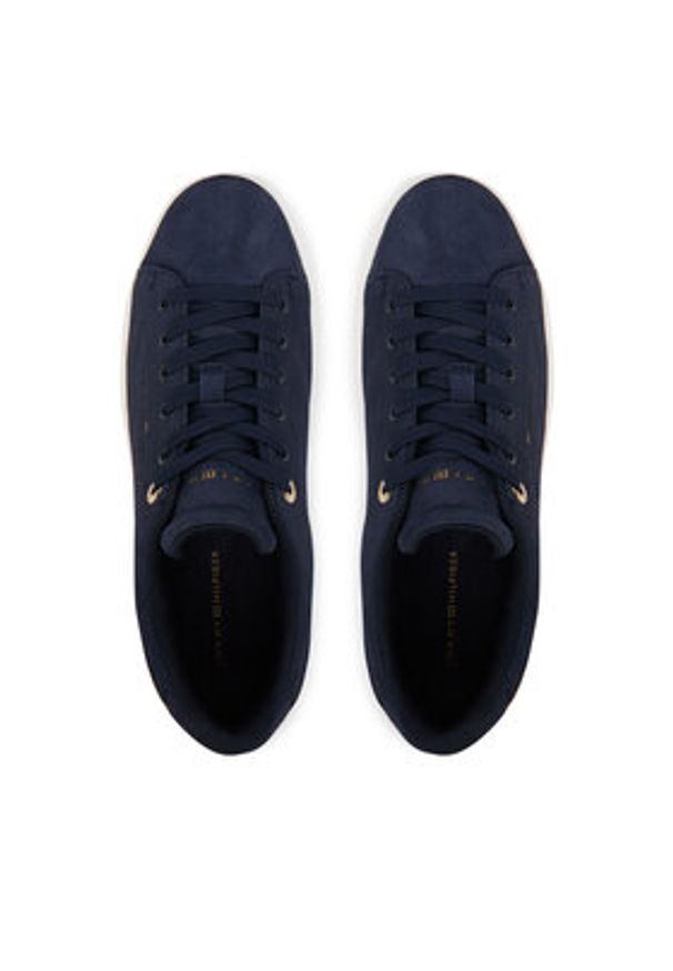 TOMMY HILFIGER - Tommy Hilfiger Sneakersy Logo Cupsole Trainers FW0FW09109 Granatowy. Kolor: niebieski. Materiał: skóra, zamsz