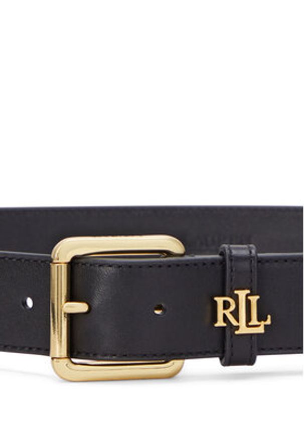 Lauren Ralph Lauren - LAUREN RALPH LAUREN Pasek Damski Logo Keeper 412968765001 Czarny. Kolor: czarny. Materiał: skóra