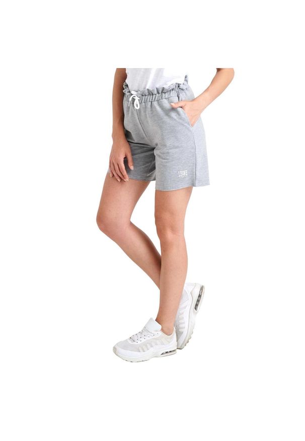 LEONE 1947 APPAREL - Błyszczące szorty damskie. Kolor: szary. Materiał: tkanina. Sport: fitness