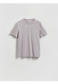 Reserved - T-shirt regular z bawełny merceryzowanej - szary. Kolor: szary. Materiał: bawełna