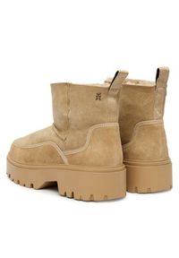 TOMMY HILFIGER - Tommy Hilfiger Śniegowce Real Shearling Pullon FW0FW08997 Beżowy. Kolor: beżowy. Materiał: zamsz, skóra #5