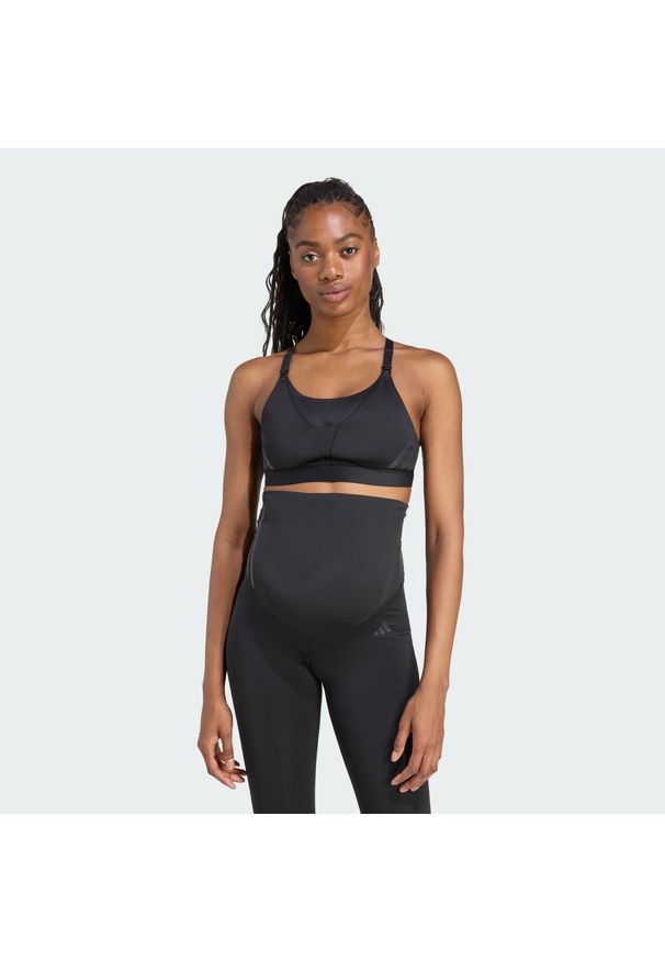 Adidas - Biustonosz Powerimpact Luxe Medium-Support Maternity. Kolekcja: moda ciążowa. Kolor: czarny, szary, wielokolorowy. Materiał: materiał