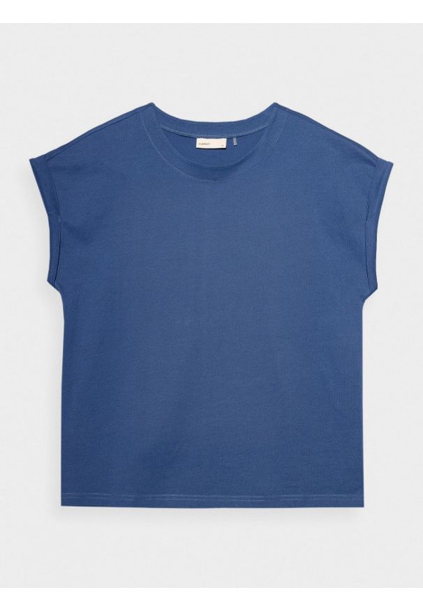 outhorn - T-shirt gładki damski - niebieski. Okazja: na co dzień. Kolor: niebieski. Materiał: dzianina, bawełna. Długość rękawa: krótki rękaw. Wzór: gładki. Styl: casual