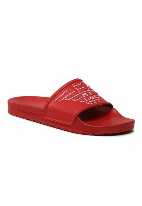 Emporio Armani - EMPORIO ARMANI Klapki czerwone z logo. Kolor: czerwony