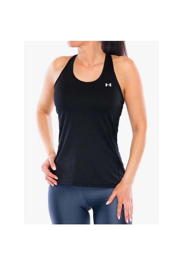 Top damski Under Armour Tech Mesh Racer Tank. Kolor: czarny. Materiał: mesh