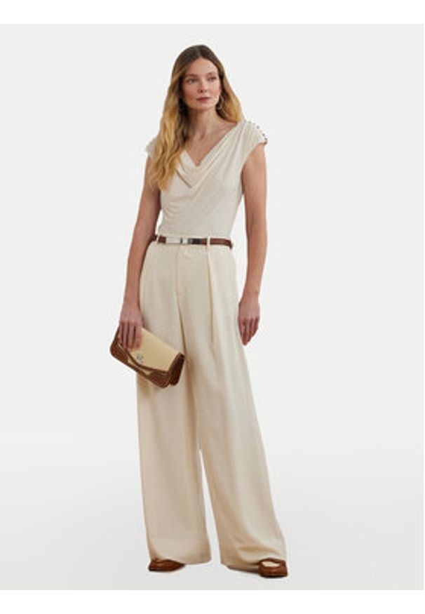 Lauren Ralph Lauren - LAUREN RALPH LAUREN Bluzka 200898441001 Écru Relaxed Fit. Materiał: syntetyk