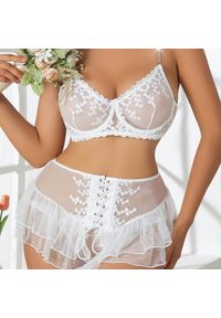 Intica - Komplet bielizny z falbanką na specjalne okazje Lynann. Kolor: różowy. Materiał: materiał. Wzór: aplikacja #7