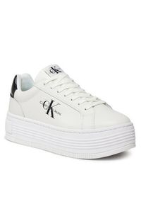 Calvin Klein Jeans Sneakersy Bold Platf Low Lace Lth Ml Met YW0YW01431 Biały. Kolor: biały. Materiał: skóra