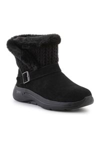 skechers - Buty Skechers Go Walk Arch Fit Boot True Embrace 144422-BBK czarne. Kolor: czarny. Materiał: zamsz, skóra, materiał. Szerokość cholewki: normalna. Sezon: zima