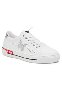 Sneakersy Rieker L8857-80 Weiss. Kolor: biały. Materiał: skóra