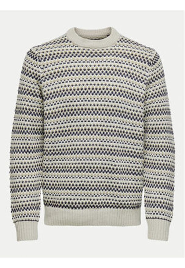 Only & Sons Sweter Musa 22027268 Beżowy Regular Fit. Kolor: beżowy. Materiał: syntetyk, bawełna