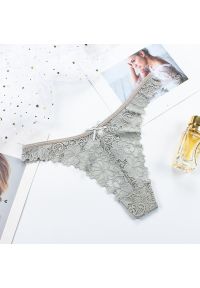 Intica - Stringi koronkowe z delikatnej koronki na specjalne okazje Teena. Kolor: szary. Materiał: koronka. Wzór: koronka