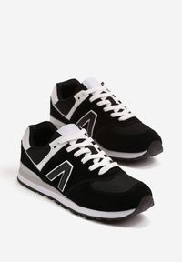 Born2be - Czarno-Białe Sneakersy z Geometrycznym Wzorem Rilanea. Okazja: na co dzień. Kolor: czarny. Materiał: jeans. Wzór: geometria #6