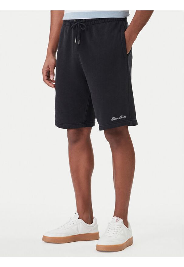 Guess Jeans Szorty sportowe M6GD49 KCPR1 Czarny Regular Fit. Kolor: czarny. Materiał: bawełna