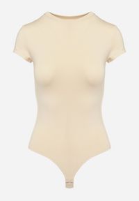 Born2be - Jasnobeżowe Klasyczne Body z Krótkim Rękawem Oarnie. Kolor: beżowy. Długość rękawa: krótki rękaw. Długość: krótkie. Styl: klasyczny
