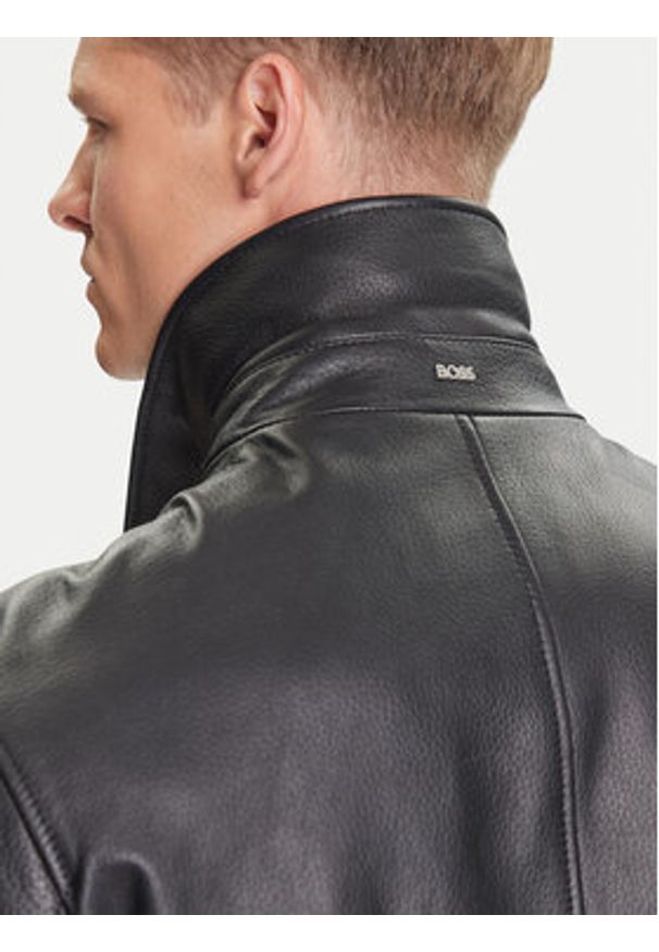 BOSS Kurtka skórzana H-Mapson4 50543214 Czarny Regular Fit. Kolor: czarny. Materiał: skóra