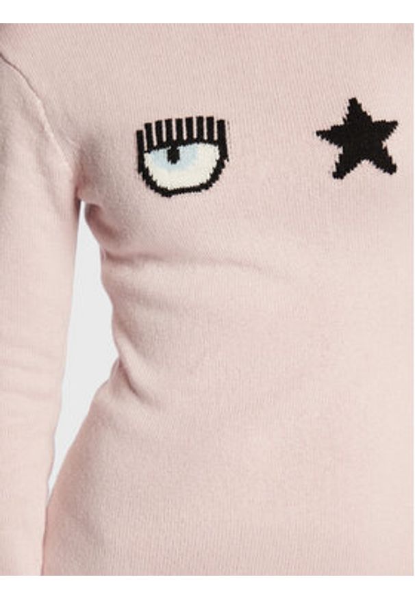 Chiara Ferragni Sukienka dzianinowa 73CBOM22 Różowy Slim Fit. Kolor: różowy. Materiał: wiskoza