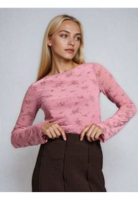 Sinsay - Bluzka ze wzorem z ozdobnymi marszczeniami - różowy. Kolor: różowy #1