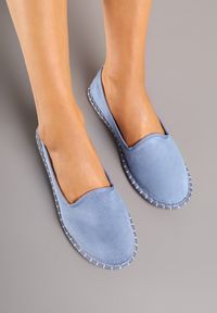 Born2be - Jasnoniebieskie Espadryle z Imitacji Zamszu Zdobione Przeszyciami Folarienne. Okazja: na co dzień, na spacer. Kolor: niebieski. Materiał: zamsz. Wzór: aplikacja. Sezon: lato. Styl: elegancki, casual #3