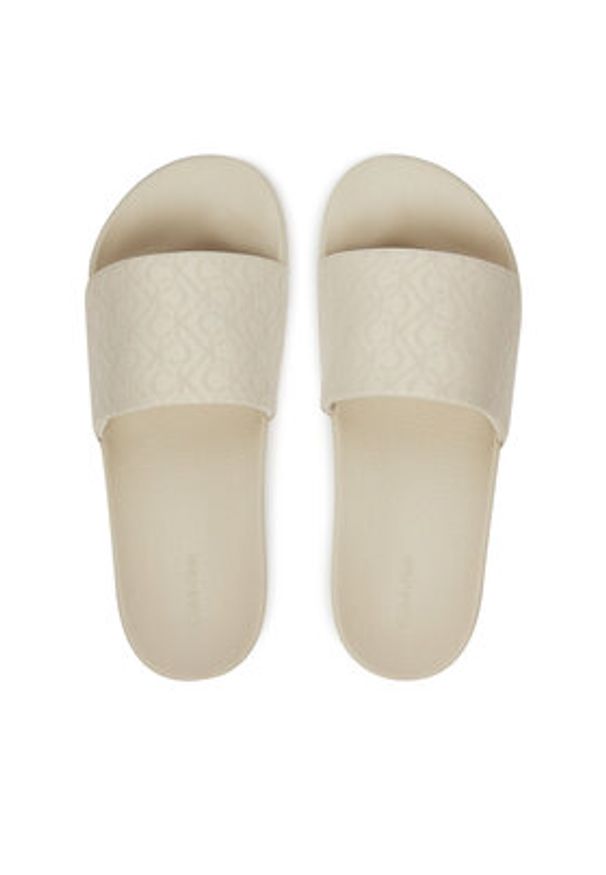 Calvin Klein Klapki Pool Slide - Jacq HW0HW02420 Écru. Kolor: kremowy. Materiał: materiał