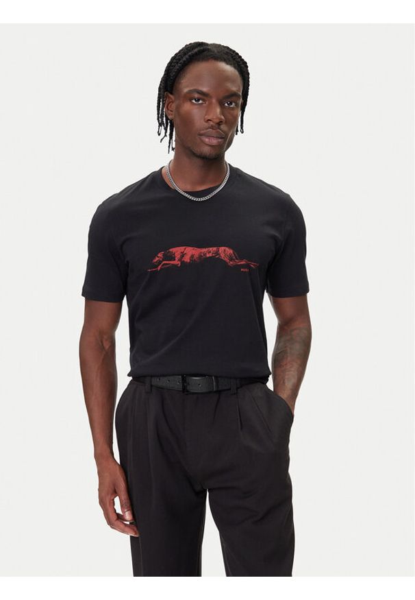 Hugo - HUGO T-Shirt Didug 50548557 Czarny Regular Fit. Kolor: czarny. Materiał: bawełna
