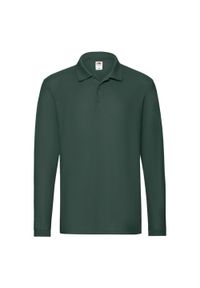 FRUIT OF THE LOOM - Męska Koszulka Polo Premium Z Długim Rękawem. Typ kołnierza: polo. Kolor: czerwony, wielokolorowy, zielony. Długość rękawa: długi rękaw. Długość: długie
