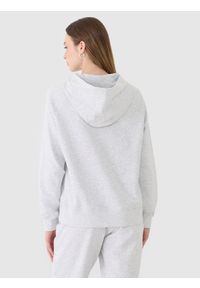 4f - 4F Bluza dresowa nierozpinana z kapturem damska - szara XL. Okazja: na co dzień. Typ kołnierza: kaptur. Kolor: szary. Materiał: dresówka. Długość rękawa: raglanowy rękaw. Wzór: gładki, ze splotem. Styl: sportowy, casual