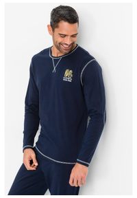 bonprix - Bawełniana piżama z długim rękawem.. Kolor: niebieski. Materiał: bawełna. Długość: długie #2