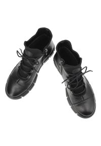 Czarne Botki Armodo Wygodne Obuwie Damskie. Okazja: na co dzień. Kolor: czarny. Materiał: skóra. Styl: casual, sportowy #7