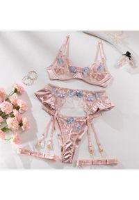 Intica - Komplet bielizny z koronkową aplikacją i paskami Sigtrud. Materiał: koronka. Wzór: aplikacja