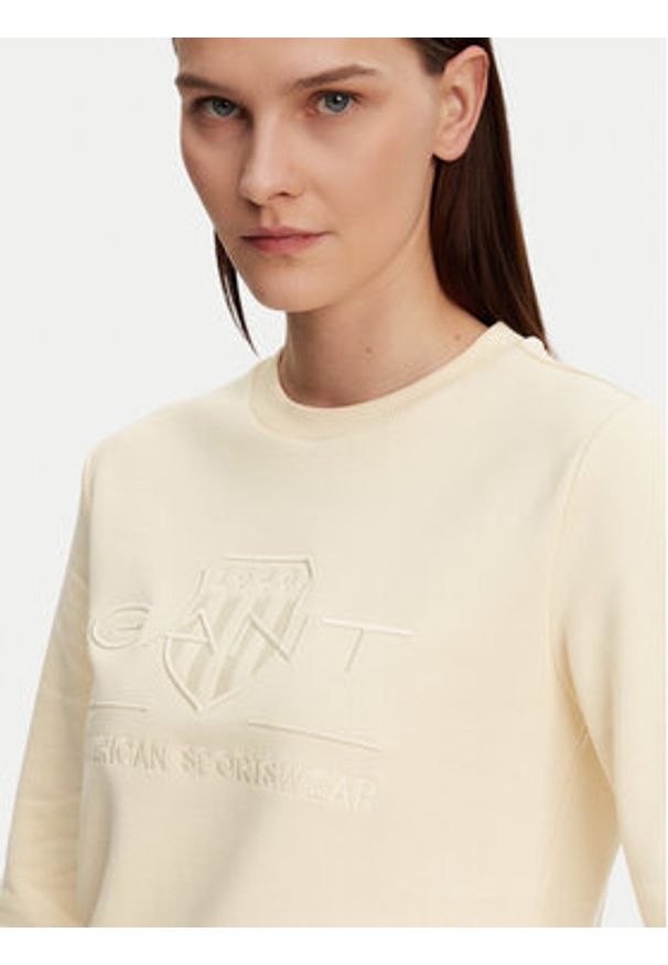 GANT - Gant Bluza Tonal Archive Shield 4200663 Beżowy Regular Fit. Kolor: beżowy. Materiał: bawełna