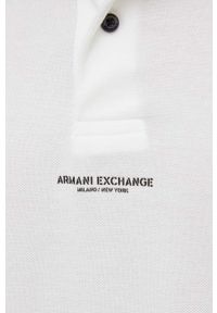 Armani Exchange polo bawełniane kolor beżowy z nadrukiem. Typ kołnierza: polo. Kolor: beżowy. Materiał: bawełna. Długość: krótkie. Wzór: nadruk #3
