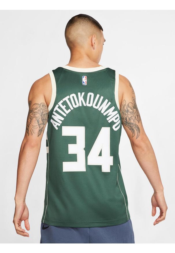 Nike - Koszulka męska nike nba milwaukee bucks giannis antetokounmpo swingman jersey. Kolor: zielony. Materiał: jersey. Sport: koszykówka