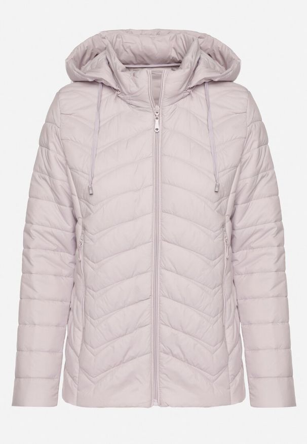 Born2be - Jasnofioletowa Pikowana Kurtka z Kapturem z Możliwością Odpięcia Natisme. Okazja: na co dzień. Typ kołnierza: kaptur. Kolor: fioletowy. Materiał: jeans. Styl: elegancki, casual