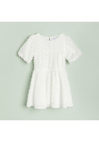 Reserved - Sukienka z tkaniny plumeti - Kremowy. Kolor: kremowy. Materiał: tkanina #1