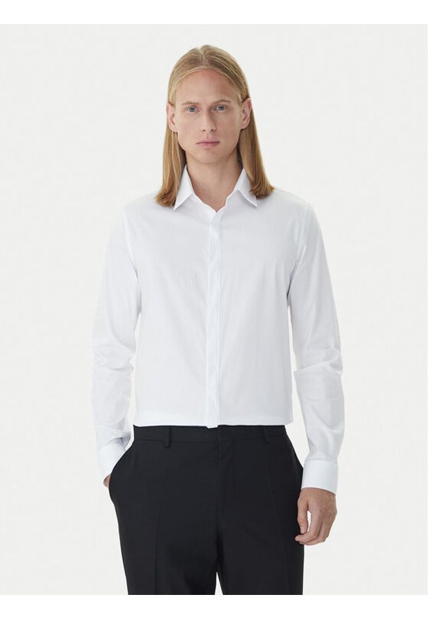 Calvin Klein Koszula LV019EU060 Biały Extra Slim Fit. Kolor: biały. Materiał: bawełna